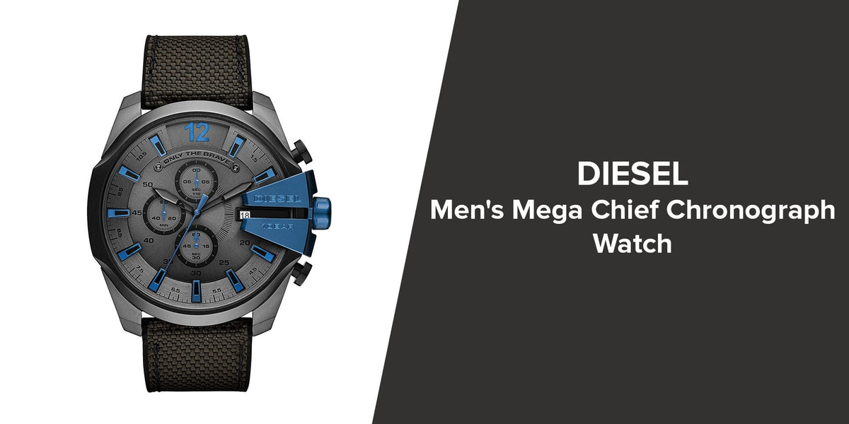 Diesel Mega Chief Chronograph Black Dial Black Nylon Strap Watch For Men - DZ4500