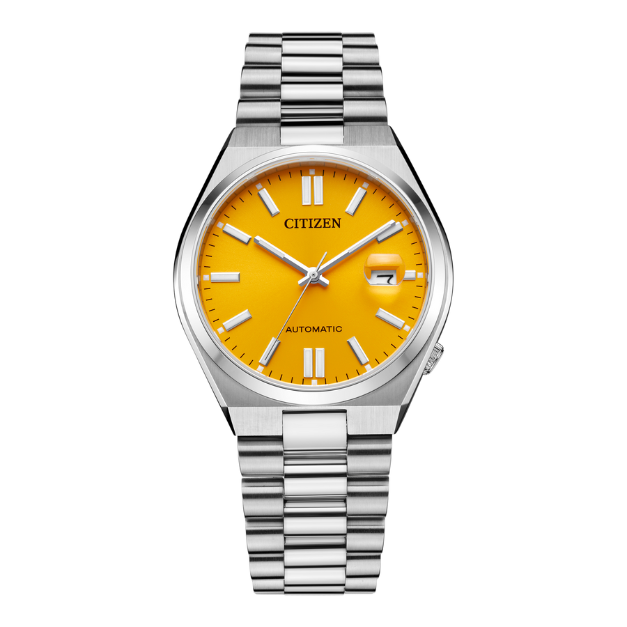 Citizen Tsuyosa Automatic Yellow Dial Silver Steel Strap Watch for Men - NJ0150-81Z