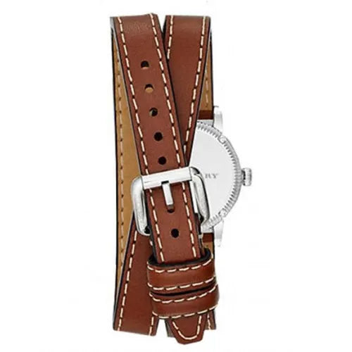 Burberry Utilitarian White Dial Brown Leather Strap Watch for Women - BU7848