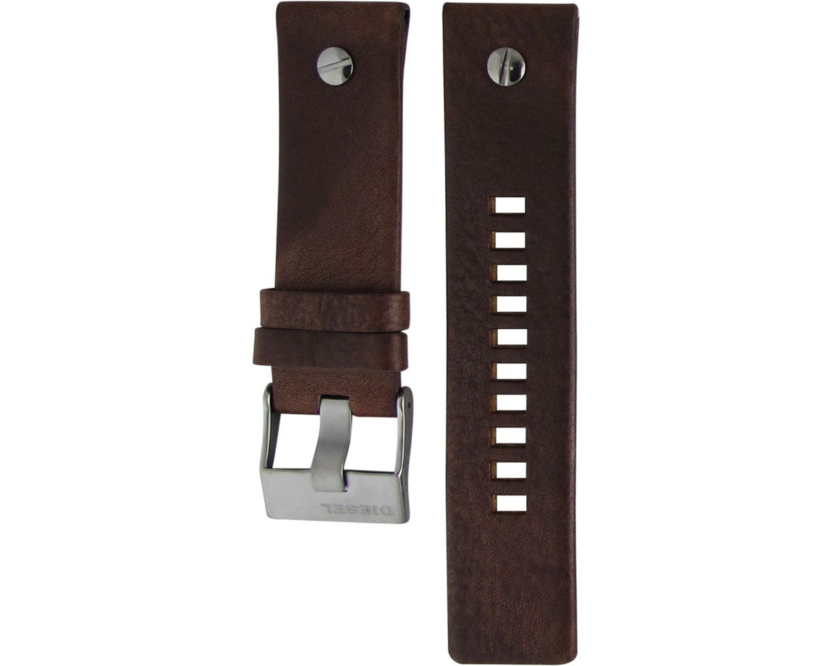 Diesel Little Daddy SBA Small Sized Grey Dial Brown Leather Strap Watch For Men - DZ7258