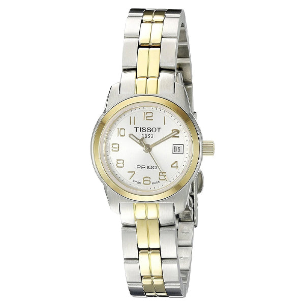 Tissot T Classic PR100 White Dial Two Tone Steel Strap Watch For Women - T049.210.22.032.00