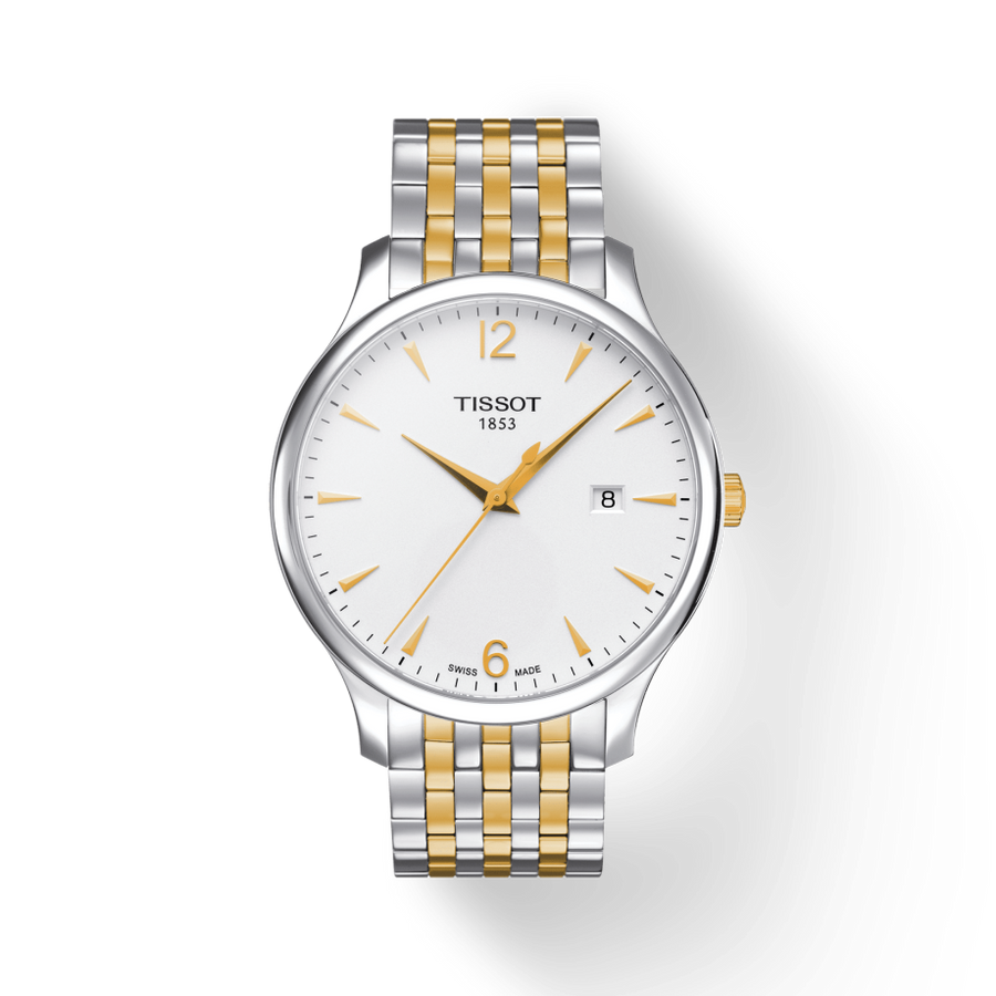Tissot T Classic Tradition White Dial Two Tone Mesh Bracelet Watch For Men - T063.610.22.037.00