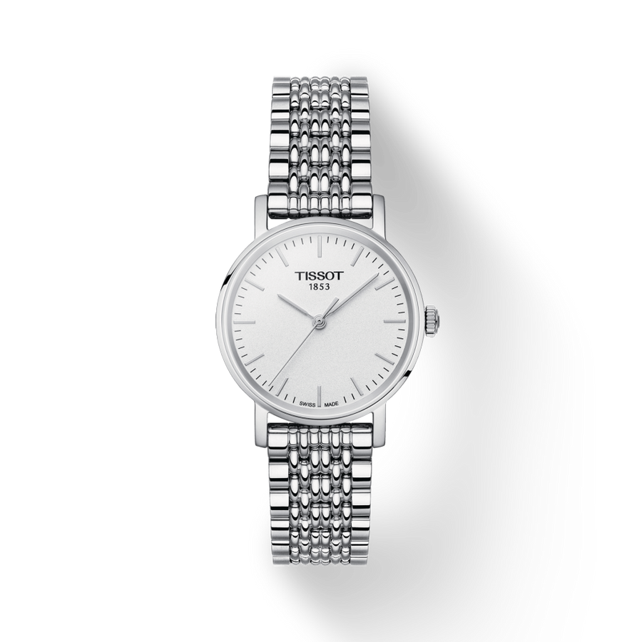 Tissot Everytime Small White Dial Silver Mesh Bracelet Watch For Women - T109.210.11.031.00
