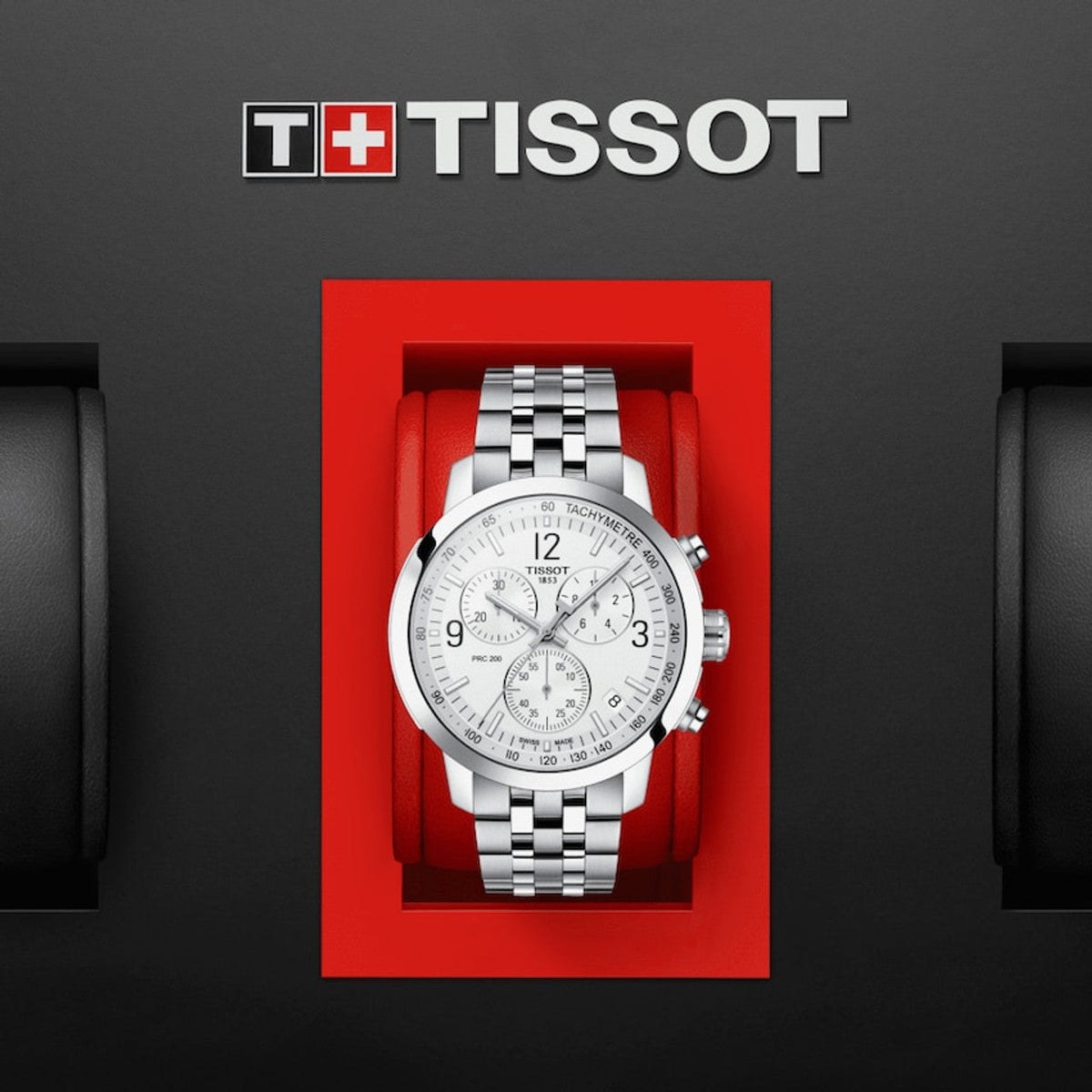 Tissot T Sport PRC 200 Chronograph White Dial Silver Steel Strap Watch For Men - T114.417.11.037.00