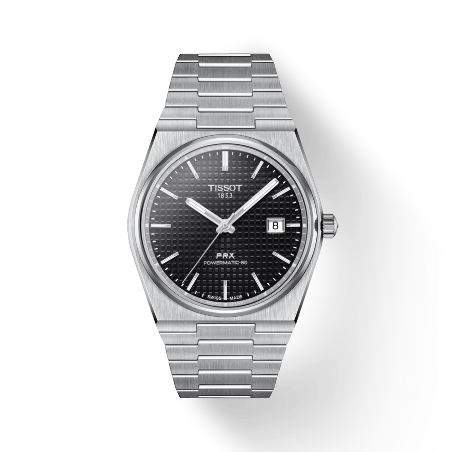 Tissot PRX Powermatic 80 Black Dial Silver Steel Strap Watch For Men - T137.407.11.051.00