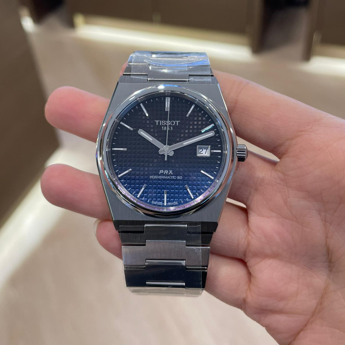 Tissot Powermatic 80 Automatic Gradient Blue Dial Silver Steel Strap Watch for Men - T137.407.11.051.01