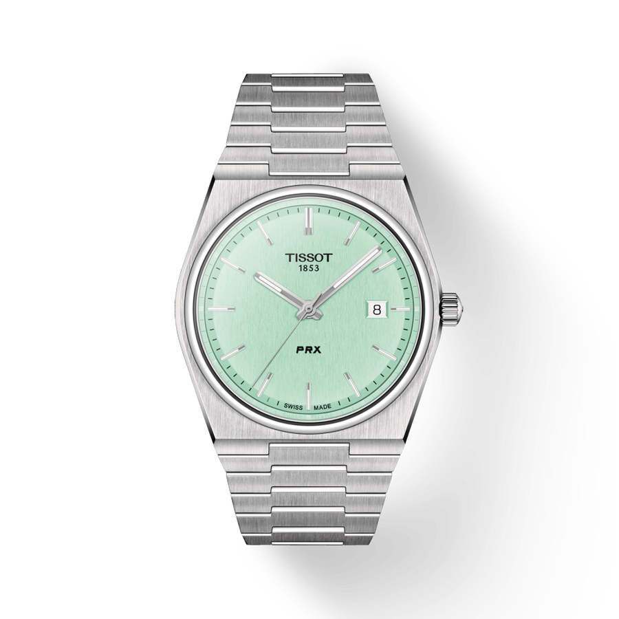 Tissot PRX Quartz Light Green Dial Silver Steel Strap Watch for Men - T137.410.11.091.01