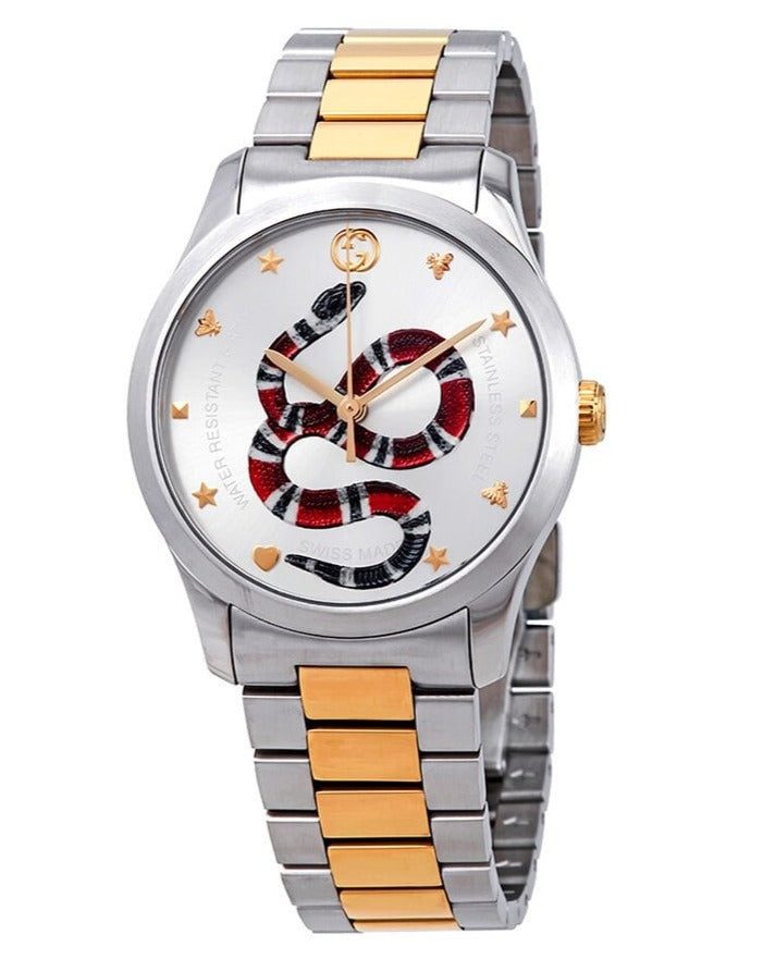 Gucci G Timeless Quartz Silver Dial Silver Steel Strap Watch For Women - YA1264075