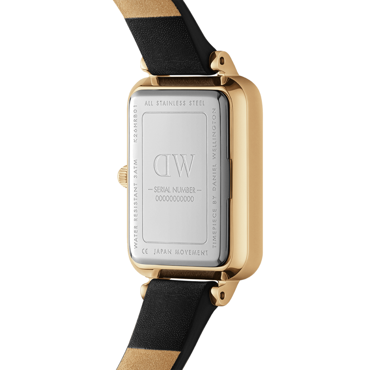 Daniel Wellington Quadro Pressed Melrose Emerald Green Dial Black Leather Strap Watch For Women - DW00100446