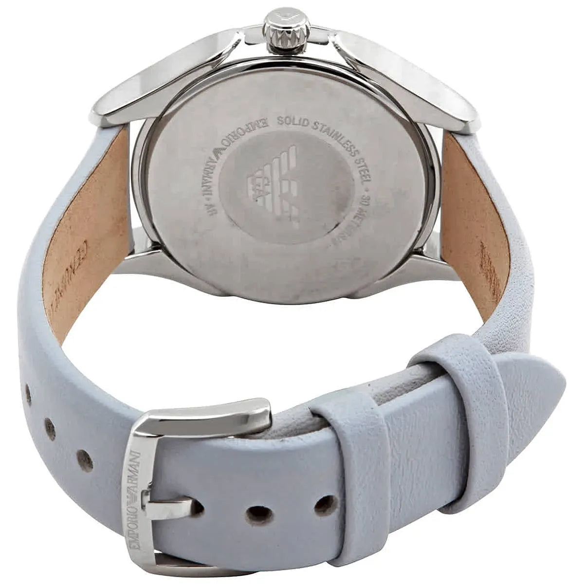 Emporio Armani Valeria Mother of Pearl Dial Blue Leather Strap Watch for Women - AR11032