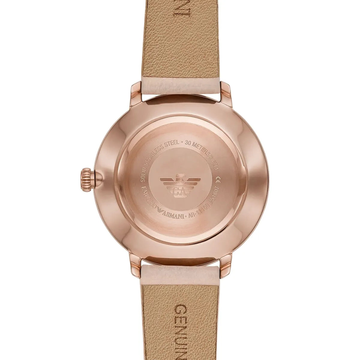 Emporio Armani Modern Silver Dial Pink Leather Strap Watch for Women - AR11160