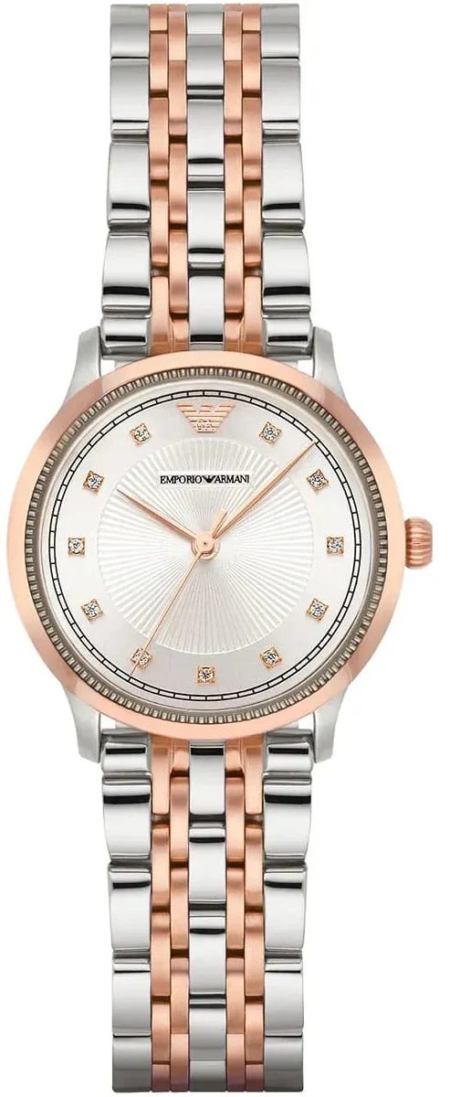 Emporio Armani Alpha Silver Dial Two Tone Steel Strap Watch for Women - AR1962
