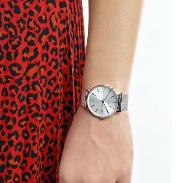 Armani Exchange Lola Analog Silver Dial Silver Mesh Strap Watch For Women - AX5535