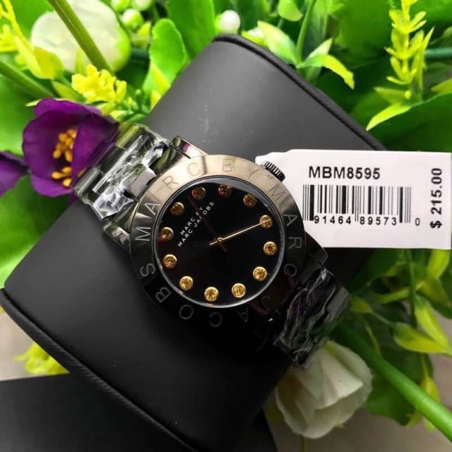 Marc Jacobs Amy Black Dial Black Steel Strap Watch for Women - MBM8595