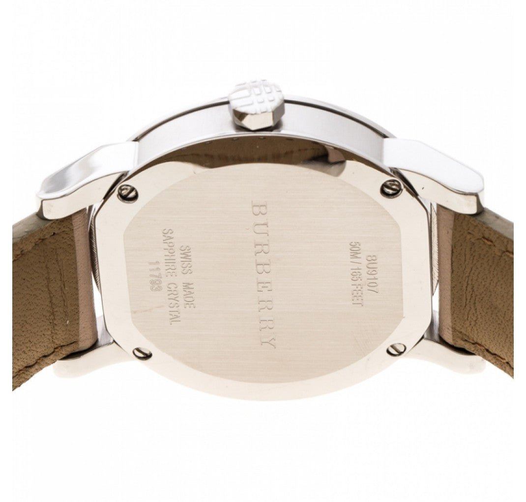 Burberry The City Beige Dial Beige Leather Strap Watch for Women - BU9107
