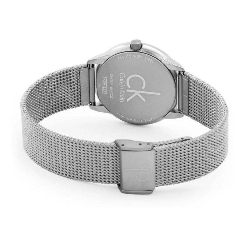 Calvin Klein Minimal Grey Dial Silver Mesh Bracelet Watch for Women - K3M53154