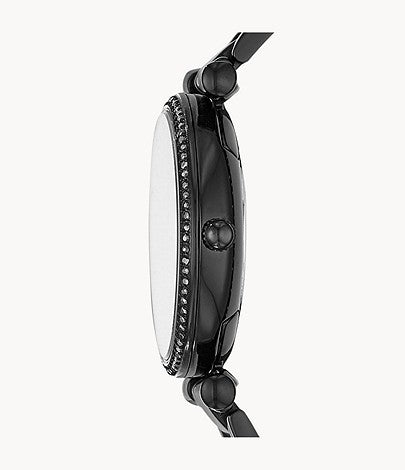 Fossil Carlie Black Dial Black Steel Strap Watch for Women - ES4488