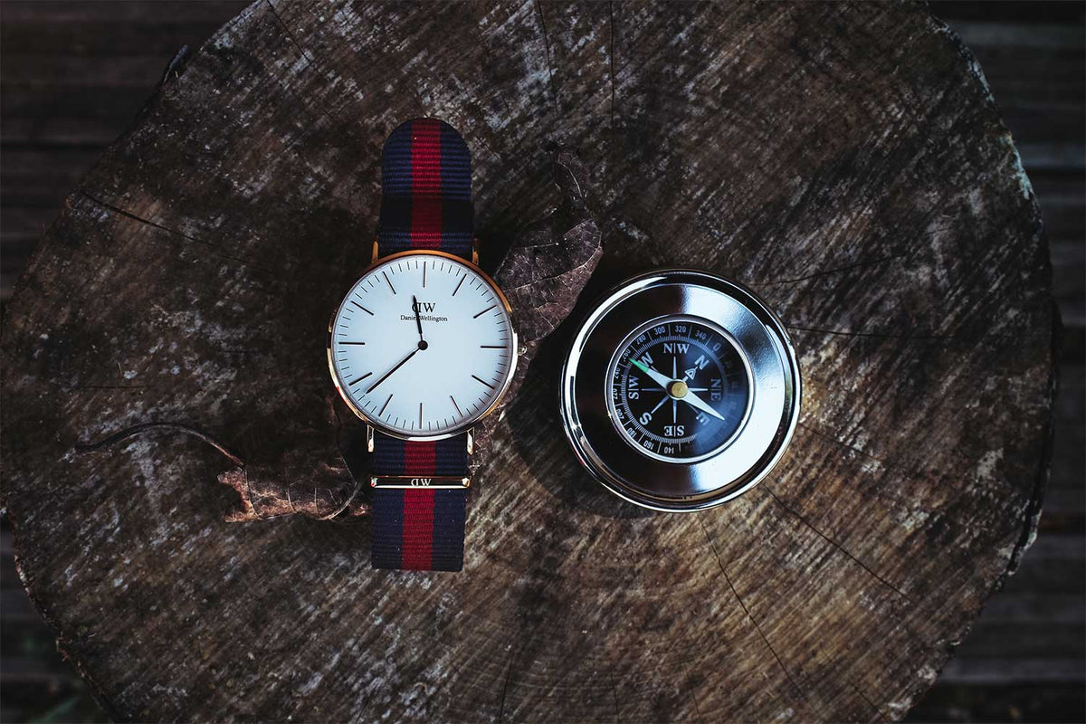 Daniel Wellington Classic Canterbury White Dial Two Tone NATO Strap Watch For Women - DW00100030