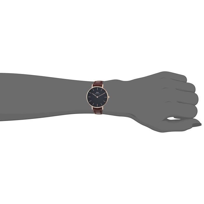 Daniel Wellington Classic Petite Bristol Black Dial Brown Leather Strap Watch For Women - DW00100165