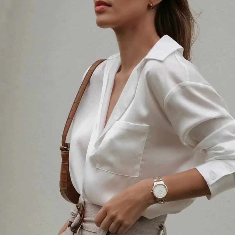 Daniel Wellington Iconic Link White Dial Two Tone Steel Strap Watch For Women - DW00100359