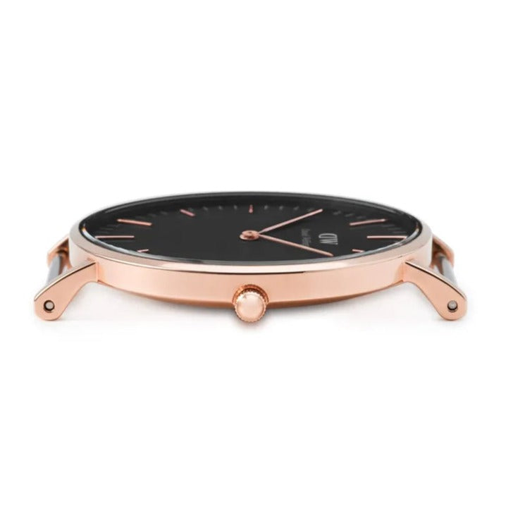 Daniel Wellington Classic Dover Black Dial White Nylon Strap Watch For Women - DW00100310
