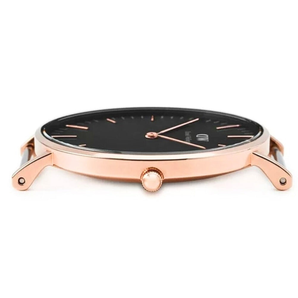 Daniel Wellington Classic Bristol Black Dial Brown Leather Strap Watch for Men - DW00100137