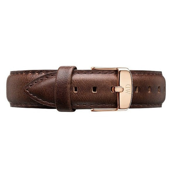 Daniel Wellington Dapper Bristol White Dial Brown Leather Strap Watch For Men - DW00100086