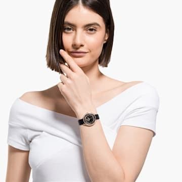 Swarovski Crystalline Aura Black Dial Black Leather Strap Watch for Women - 5558634