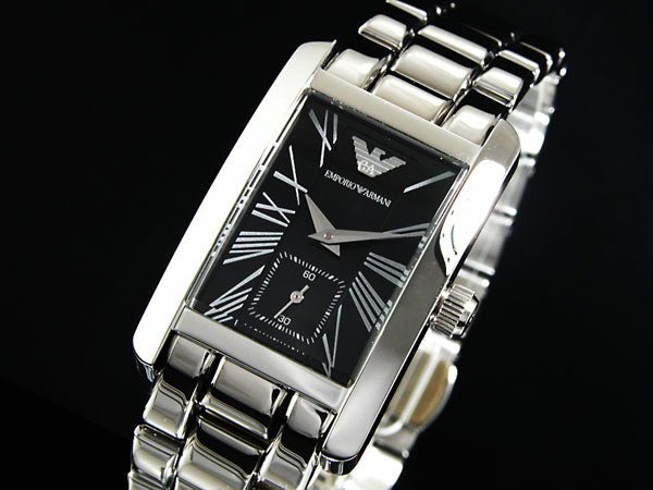 Emporio Armani Classic Black Dial Silver Stainless Steel Watch For Women - AR0157