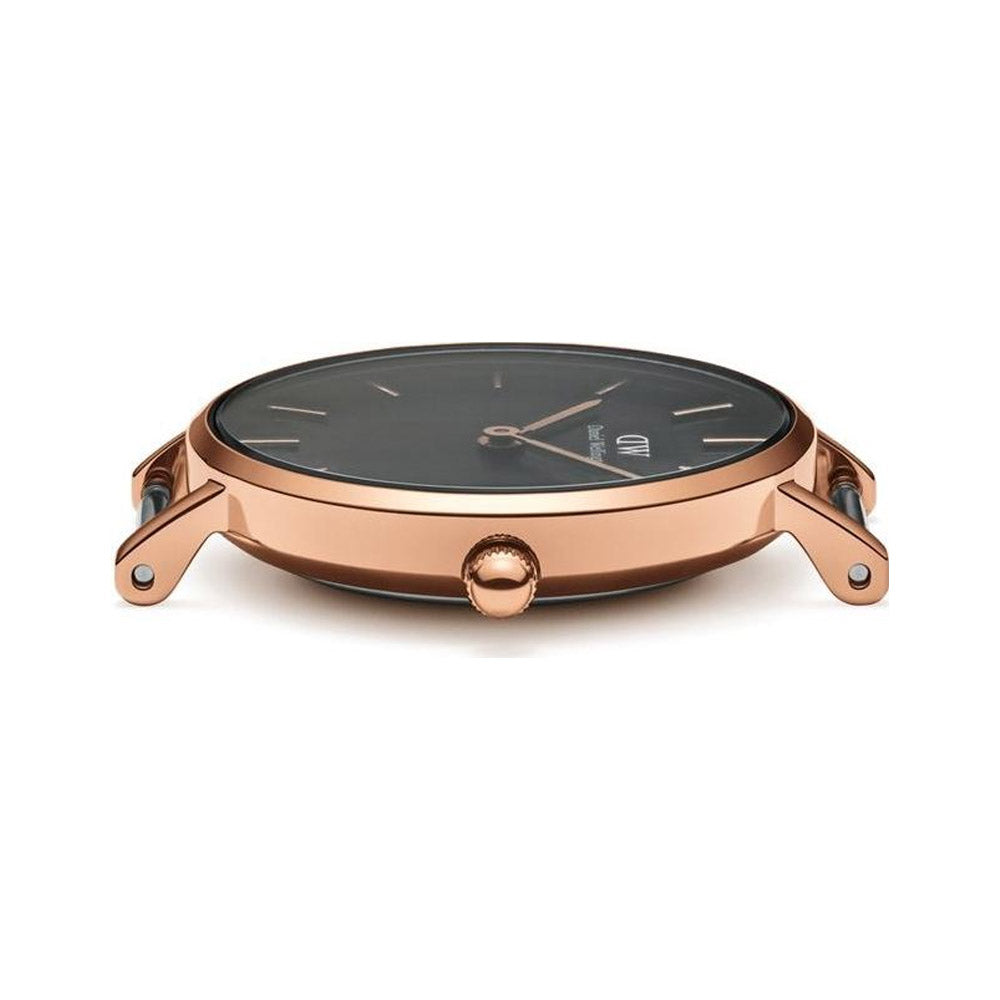 Daniel Wellington Classic Petite Reading Black Dial Black Leather Strap Watch For Women - DW00100167