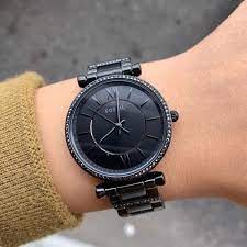 Fossil Carlie Black Dial Black Steel Strap Watch for Women - ES4488