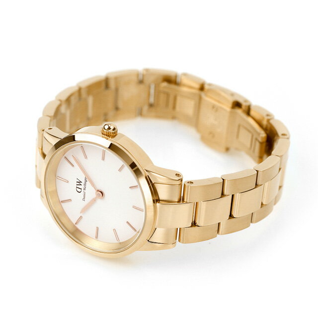 Daniel Wellington Iconic Link White Dial Rose Gold Steel Strap Watch For Women - DW00100211