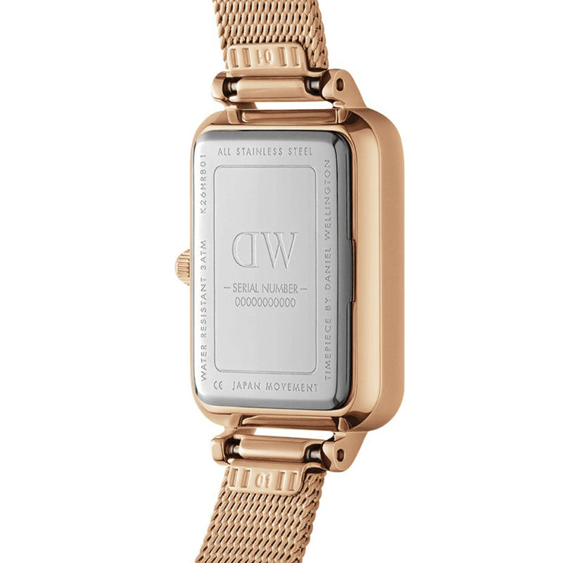 Daniel Wellington Quadro Melrose White Dial Gold Mesh Strap Watch For Women - DW00100431