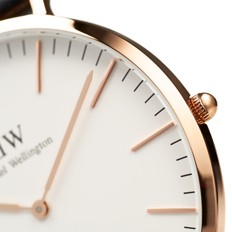 Daniel Wellington Classic Sheffield White Dial Black Leather Strap Watch For Men - DW00100007