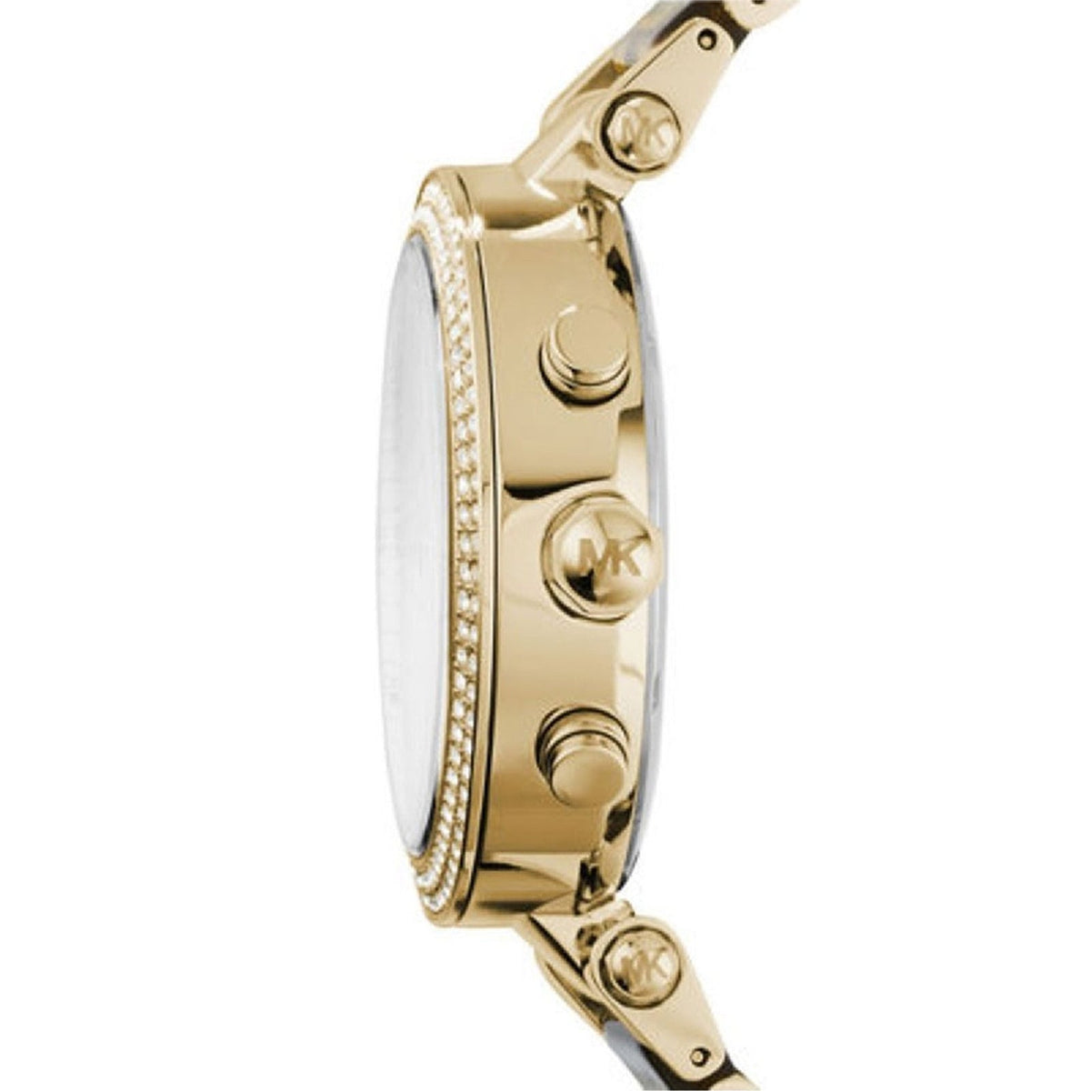 Michael Kors Parker Chronograph Blue Dial Gold Steel Strap Watch For Women - MK6262