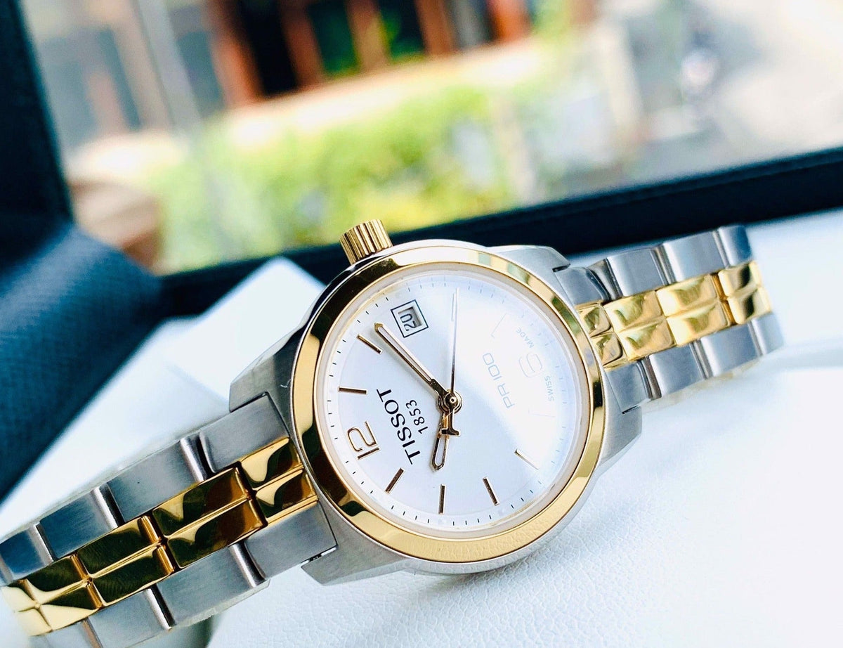 Tissot T Classic PR100 Gold Plated Quartz Watch For Women - T049.210.22.017.00