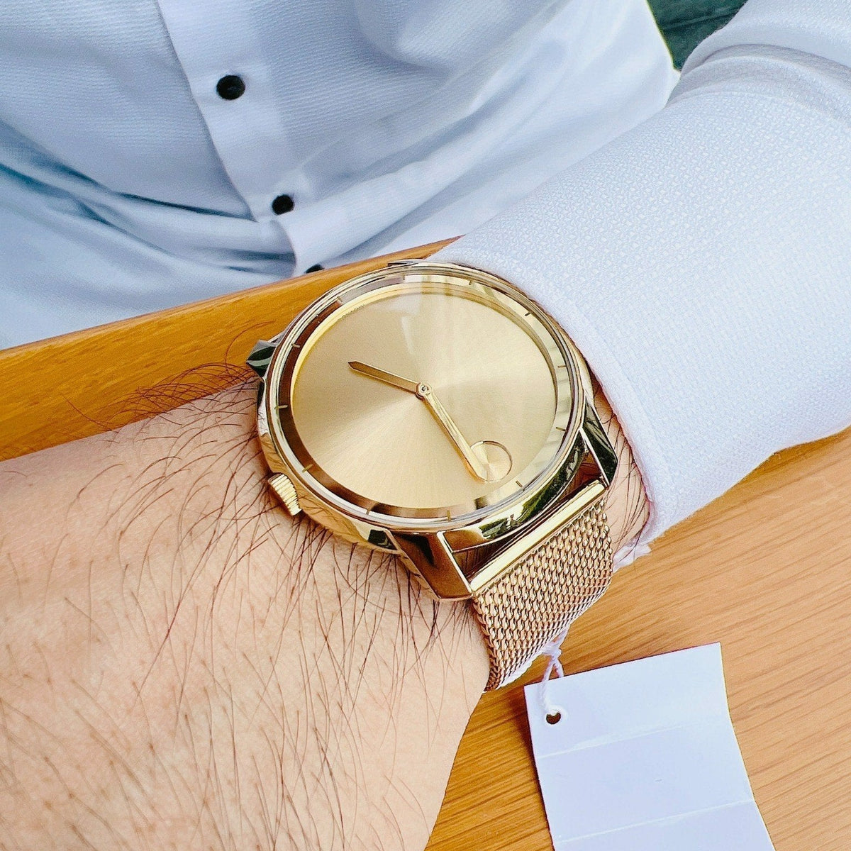 Movado Bold Gold Dial Gold Mesh Bracelet Watch For Men - 3600373