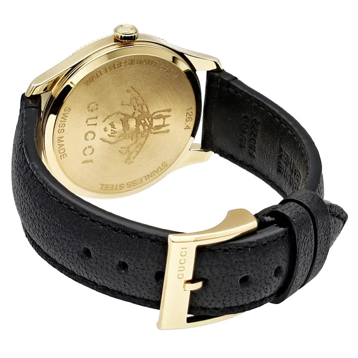 Gucci G Timeless Quartz Silver Dial Black Leather Strap Watch For Women - YA1264181