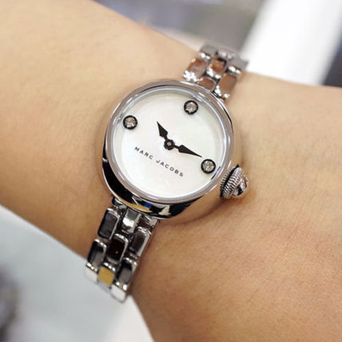 Marc Jacobs Courtney Mother of Pearl White Dial Silver Steel Strap Watch for Women - MJ3459