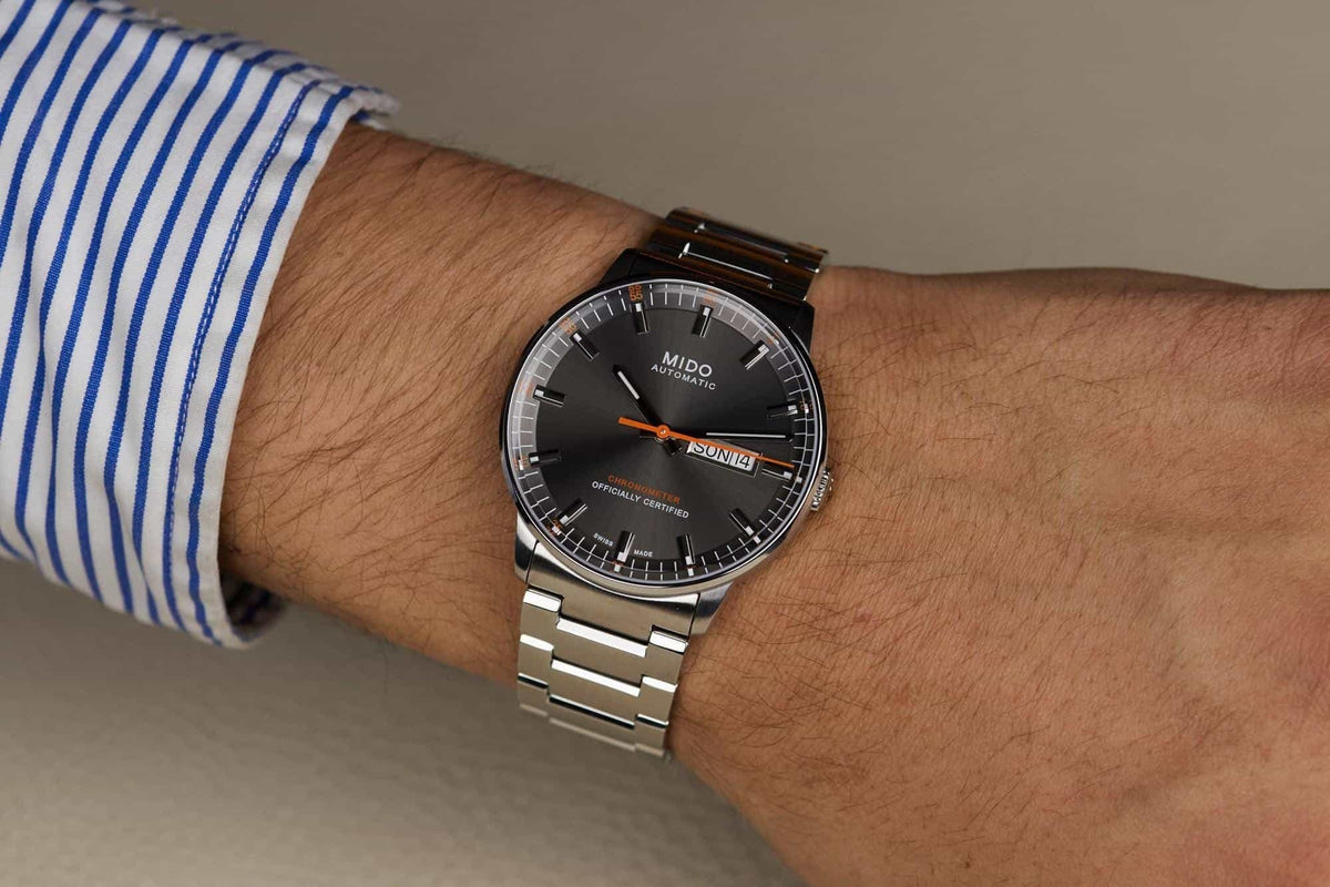 Mido Commander II Automatic Chronometer Grey Dial Silver Steel Strap Watch For Men - M021.431.11.061.01