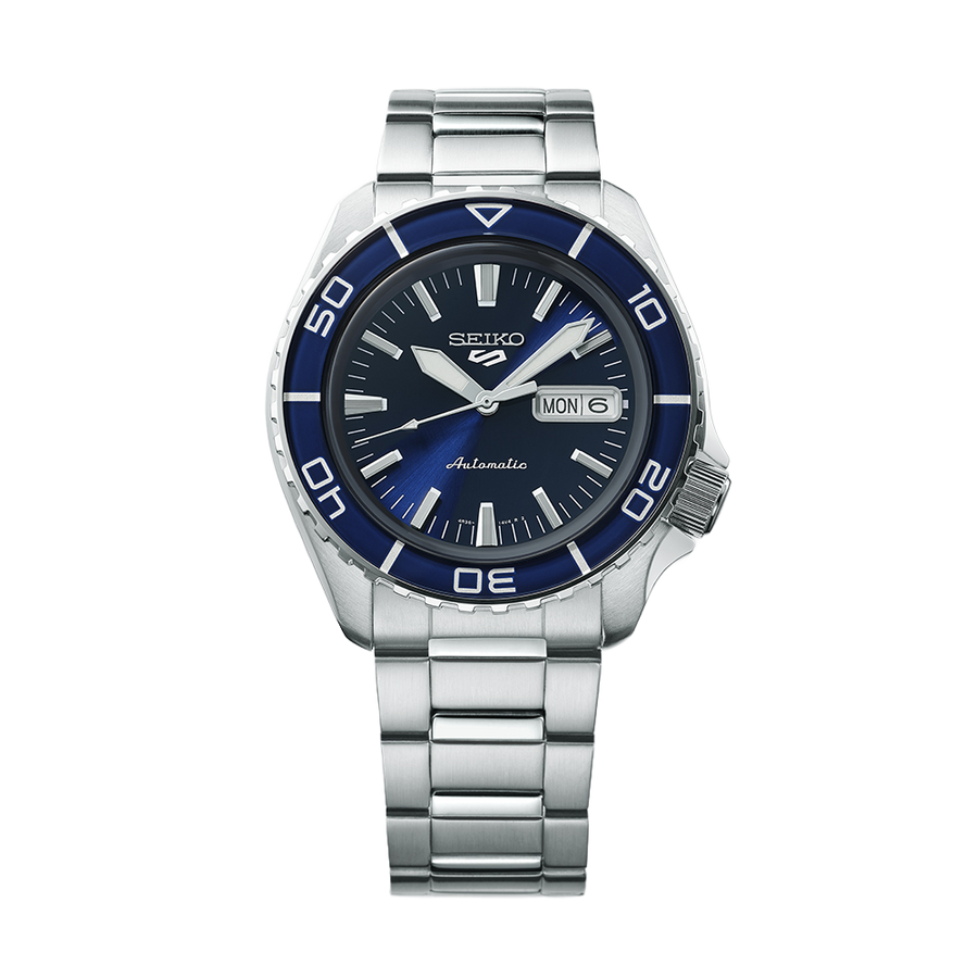 Seiko 5 Sports Automatic Blue Dial Silver Steel Strap Watch for Men - SRPK97K1