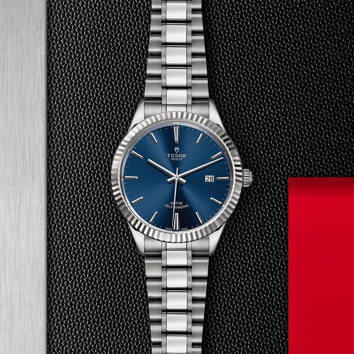 Tudor Style Automatic Blue Dial Silver Steel Strap Watch for Men - M12710-0013