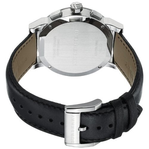 Burberry Utilitarian Chronograph Black Dial Black Leather Strap Watch for Men - BU7813