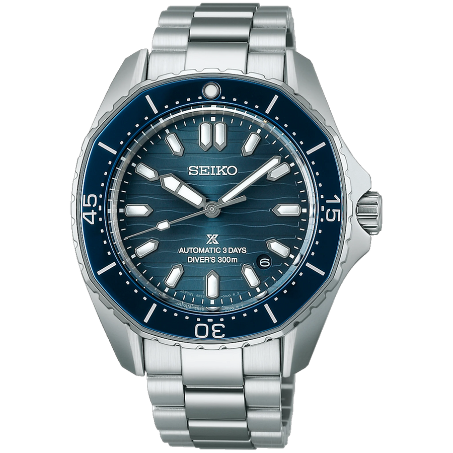Seiko Prospex Polygonal Divers Automatic Blue Dial Silver Steel Strap Watch for Men - SPB483J1
