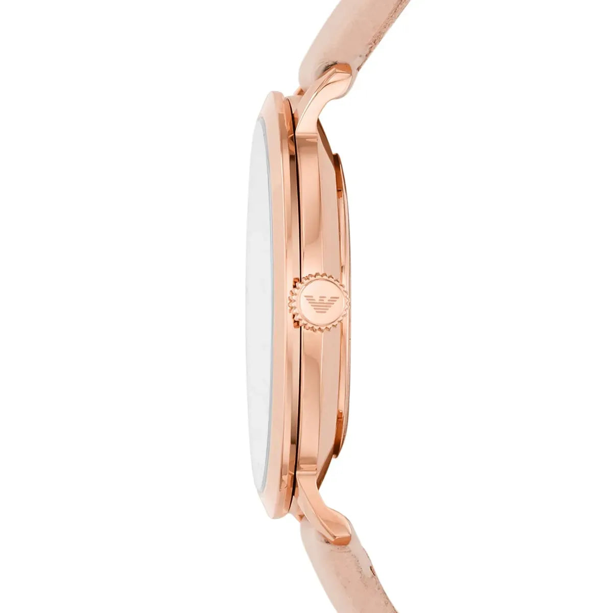Emporio Armani Modern Silver Dial Pink Leather Strap Watch for Women - AR11160