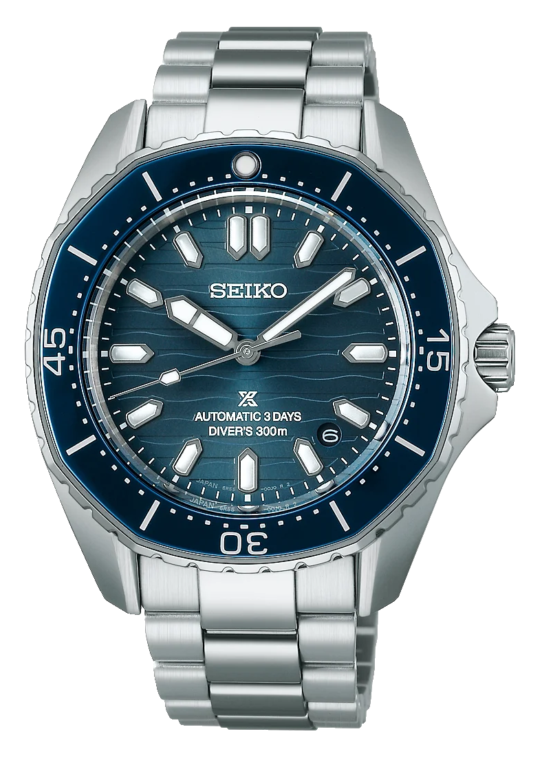 Seiko Prospex Polygonal Divers Automatic Blue Dial Silver Steel Strap Watch for Men - SPB483J1