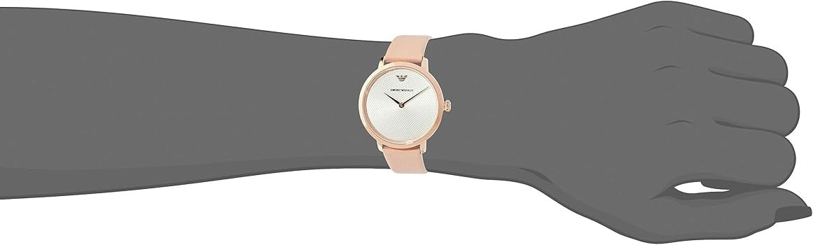 Emporio Armani Modern Silver Dial Pink Leather Strap Watch for Women - AR11160