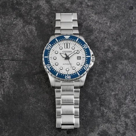 Citizen Mechanical Automatic White Dial Silver Steel Strap Watch for Men - NJ0171-81A