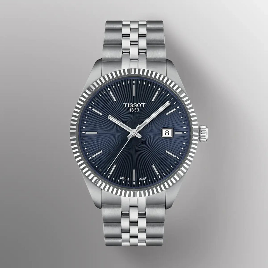 Tissot Ballade Quartz Blue Dial Silver Steel Strap Watch for Men - T156.410.11.041.00
