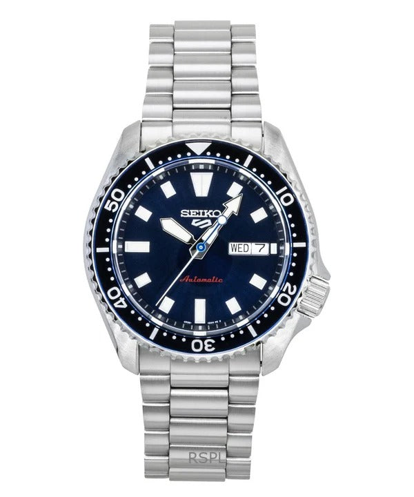 Seiko 5 Sports SKX Automatic Blue Dial Silver Steel Strap Watch for Men - SRPL83K1